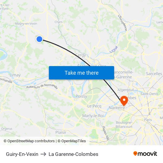 Guiry-En-Vexin to La Garenne-Colombes map