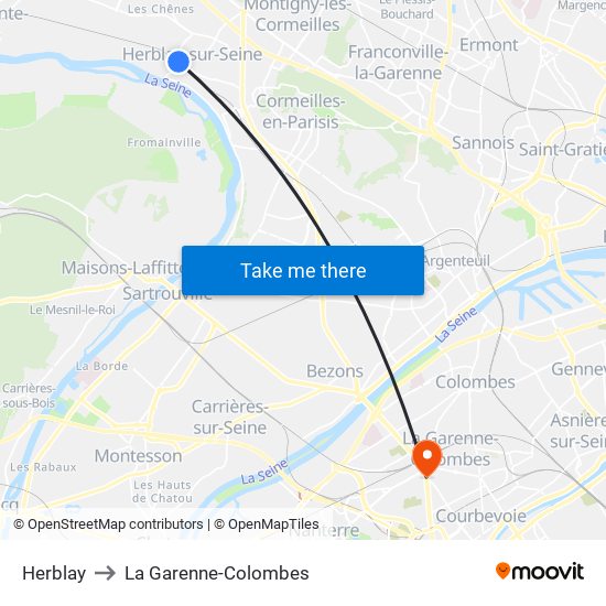 Herblay to La Garenne-Colombes map