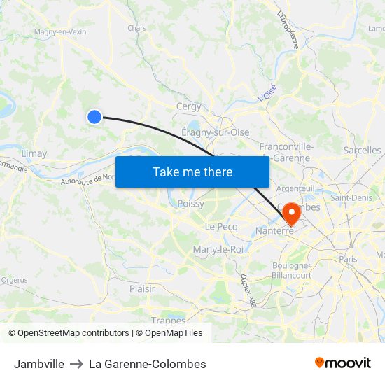 Jambville to La Garenne-Colombes map