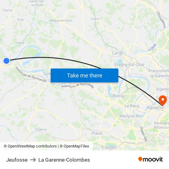 Jeufosse to La Garenne-Colombes map