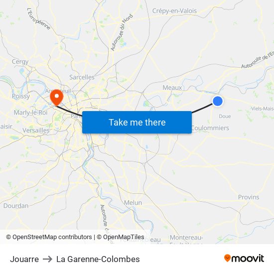 Jouarre to La Garenne-Colombes map