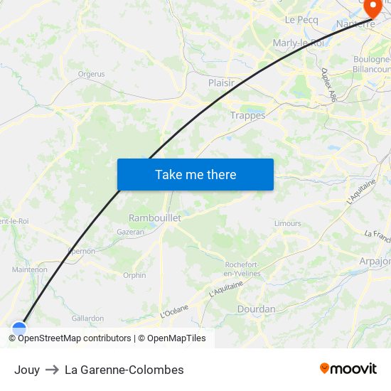 Jouy to La Garenne-Colombes map
