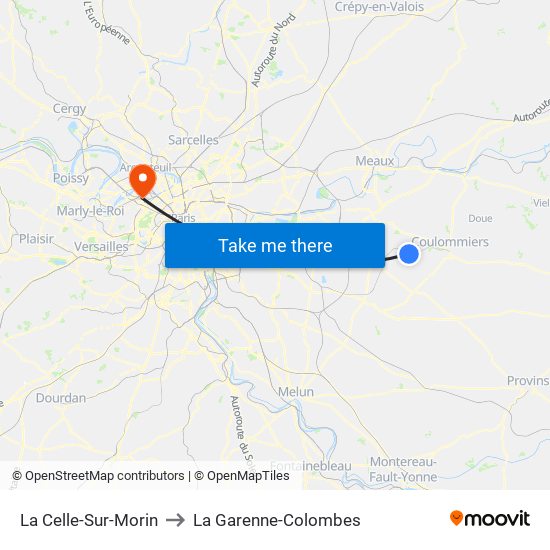 La Celle-Sur-Morin to La Garenne-Colombes map