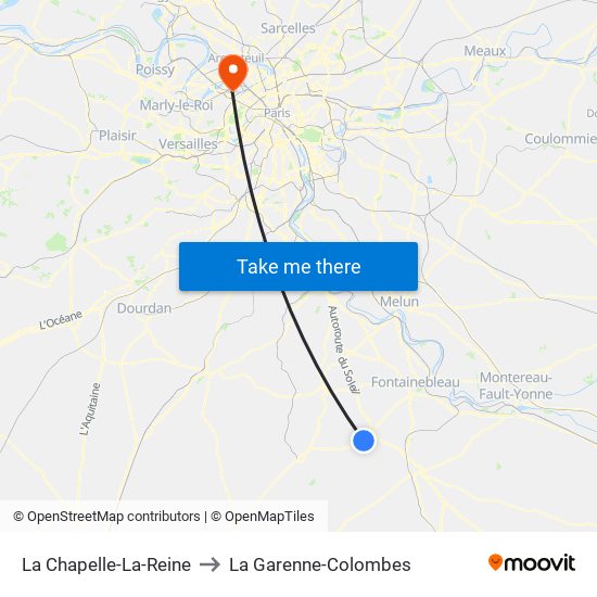 La Chapelle-La-Reine to La Garenne-Colombes map