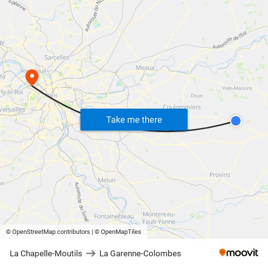 La Chapelle-Moutils to La Garenne-Colombes map