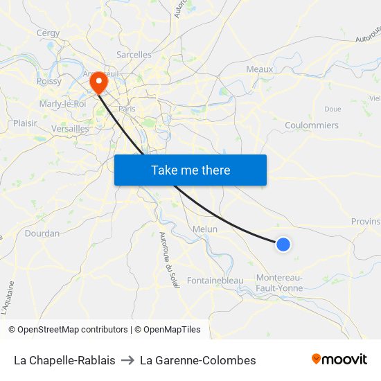 La Chapelle-Rablais to La Garenne-Colombes map