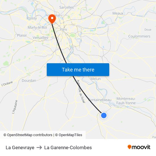 La Genevraye to La Garenne-Colombes map