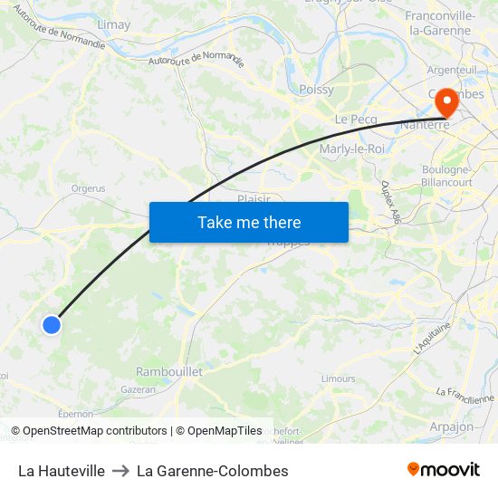 La Hauteville to La Garenne-Colombes map