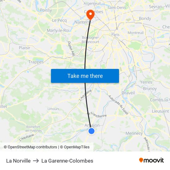 La Norville to La Garenne-Colombes map
