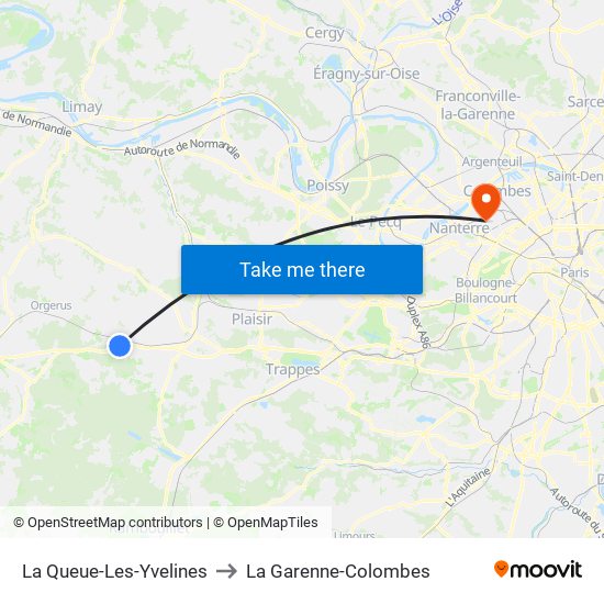 La Queue-Les-Yvelines to La Garenne-Colombes map