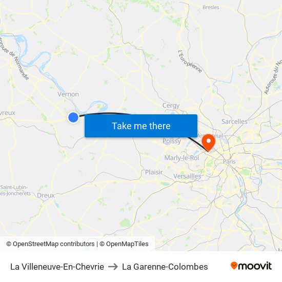 La Villeneuve-En-Chevrie to La Garenne-Colombes map
