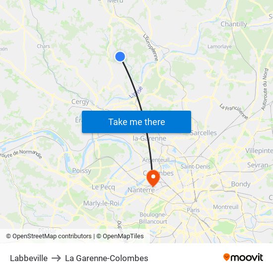 Labbeville to La Garenne-Colombes map