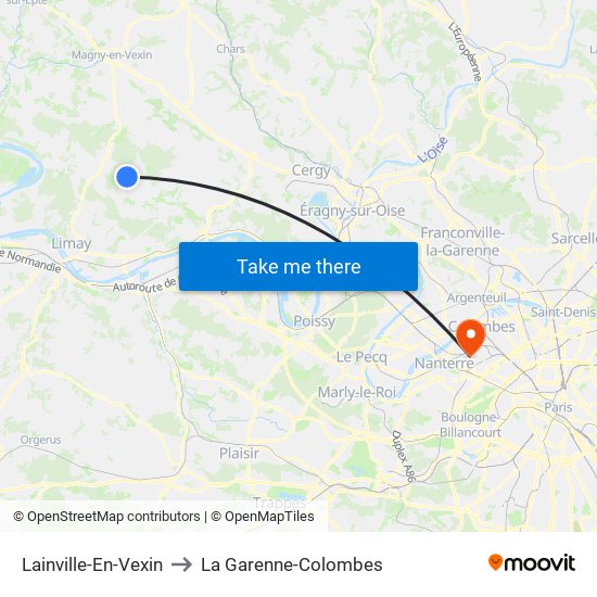 Lainville-En-Vexin to La Garenne-Colombes map
