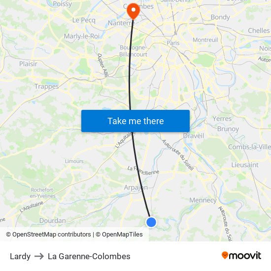 Lardy to La Garenne-Colombes map