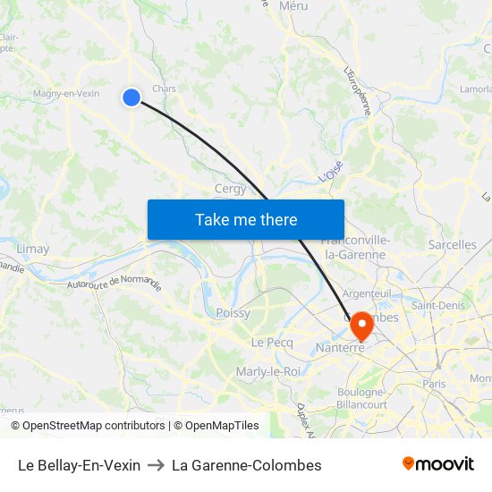 Le Bellay-En-Vexin to La Garenne-Colombes map