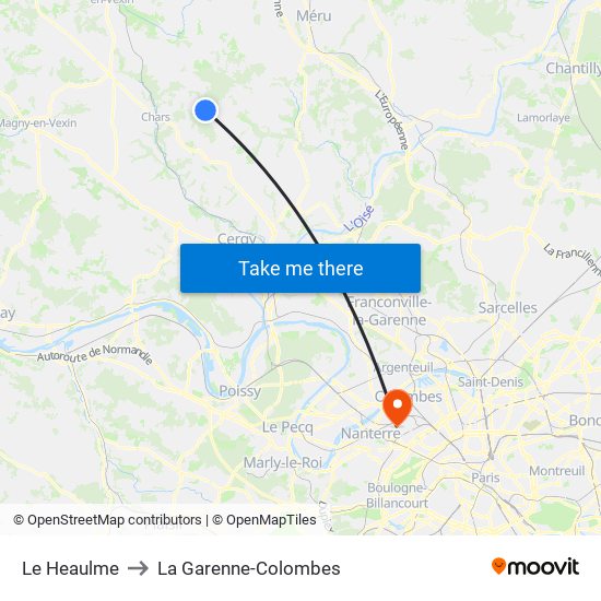 Le Heaulme to La Garenne-Colombes map