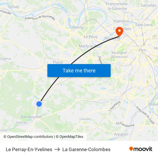 Le Perray-En-Yvelines to La Garenne-Colombes map