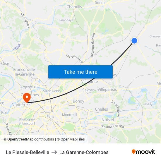 Le Plessis-Belleville to La Garenne-Colombes map