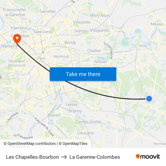 Les Chapelles-Bourbon to La Garenne-Colombes map