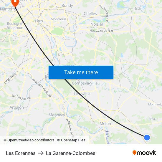 Les Ecrennes to La Garenne-Colombes map