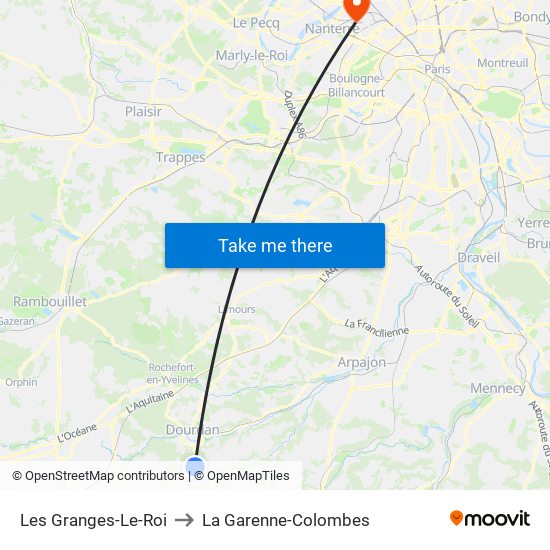 Les Granges-Le-Roi to La Garenne-Colombes map