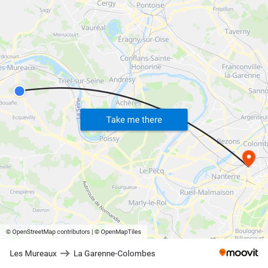 Les Mureaux to La Garenne-Colombes map