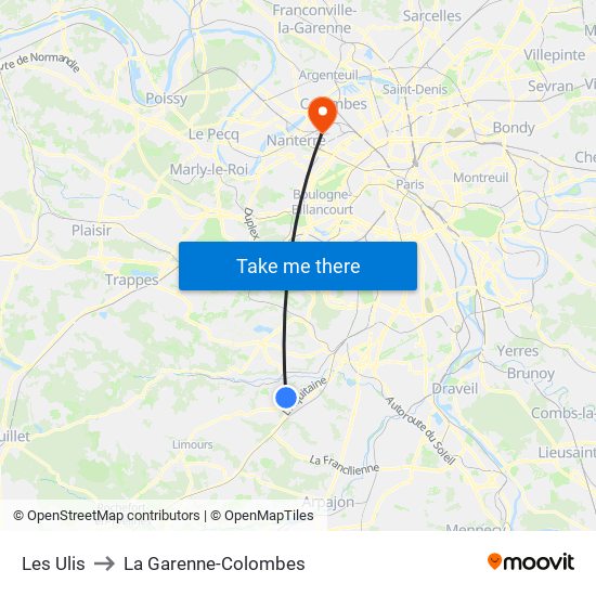 Les Ulis to La Garenne-Colombes map
