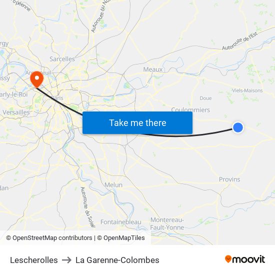 Lescherolles to La Garenne-Colombes map