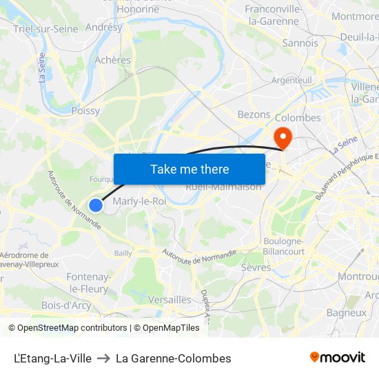 L'Etang-La-Ville to La Garenne-Colombes map