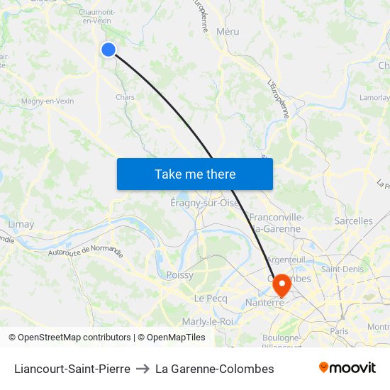 Liancourt-Saint-Pierre to La Garenne-Colombes map