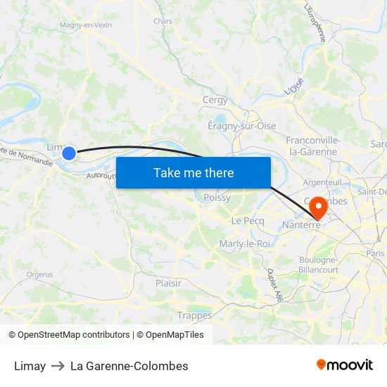 Limay to La Garenne-Colombes map