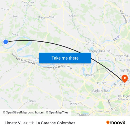 Limetz-Villez to La Garenne-Colombes map