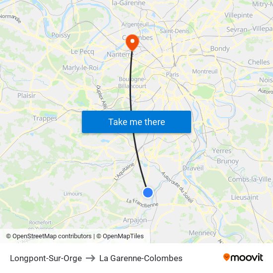 Longpont-Sur-Orge to La Garenne-Colombes map