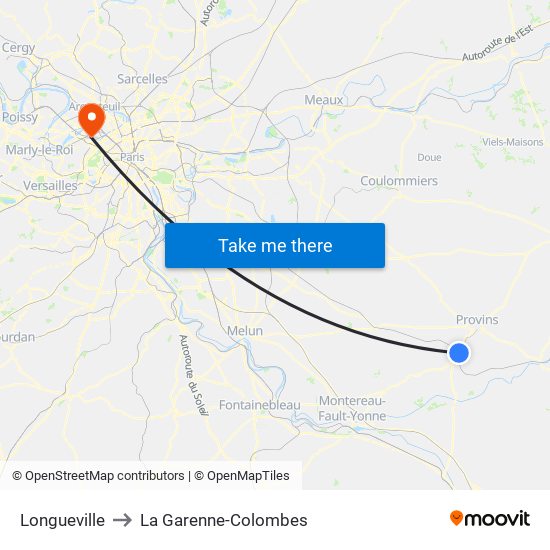 Longueville to La Garenne-Colombes map