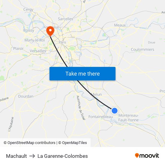 Machault to La Garenne-Colombes map
