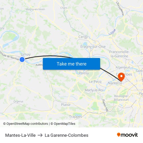 Mantes-La-Ville to La Garenne-Colombes map