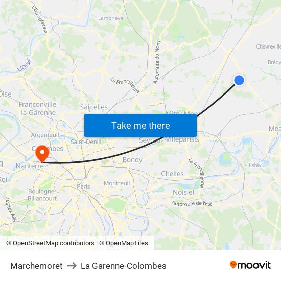 Marchemoret to La Garenne-Colombes map