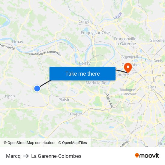 Marcq to La Garenne-Colombes map
