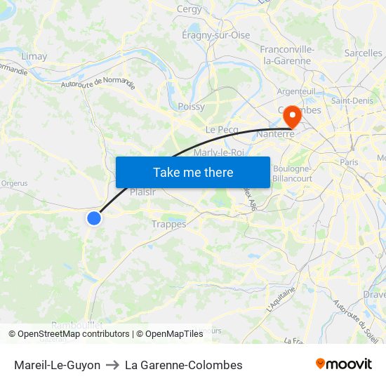 Mareil-Le-Guyon to La Garenne-Colombes map