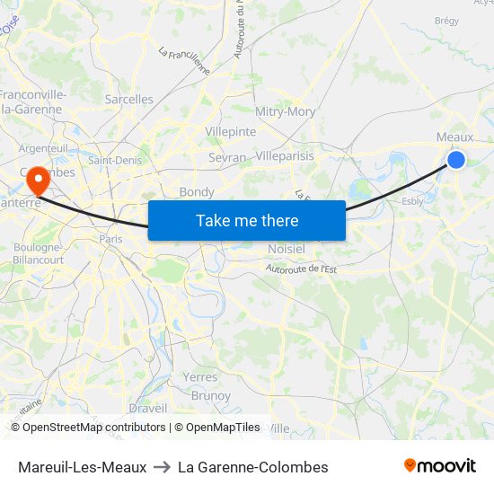 Mareuil-Les-Meaux to La Garenne-Colombes map