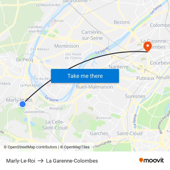Marly-Le-Roi to La Garenne-Colombes map