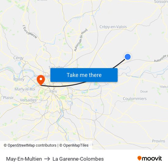 May-En-Multien to La Garenne-Colombes map