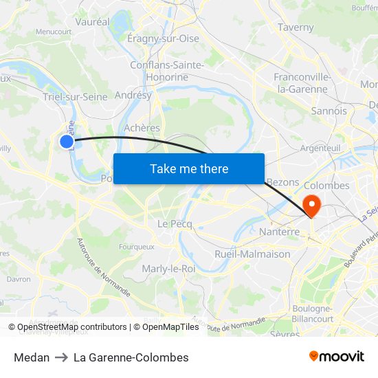 Medan to La Garenne-Colombes map