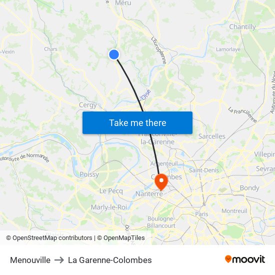 Menouville to La Garenne-Colombes map