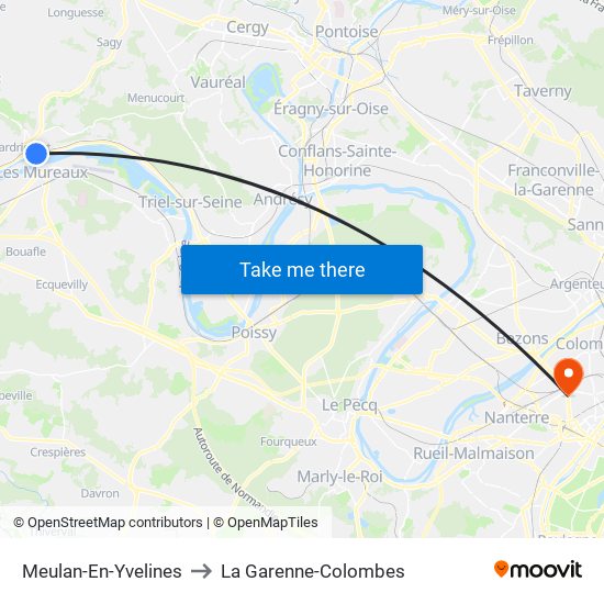 Meulan-En-Yvelines to La Garenne-Colombes map