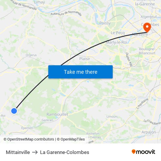 Mittainville to La Garenne-Colombes map