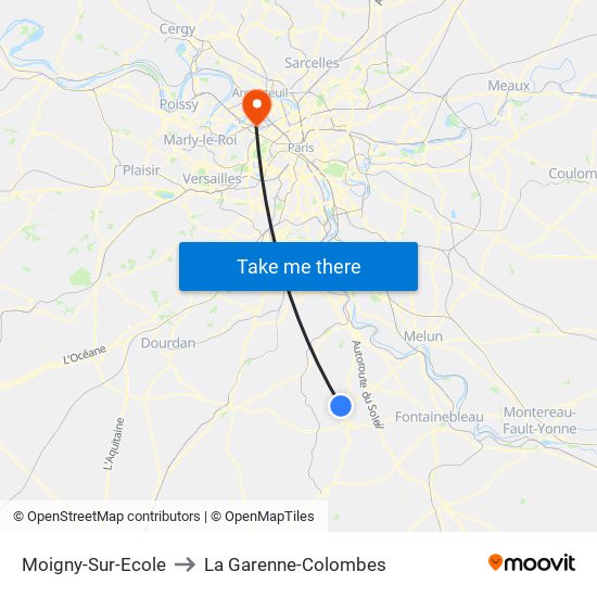 Moigny-Sur-Ecole to La Garenne-Colombes map