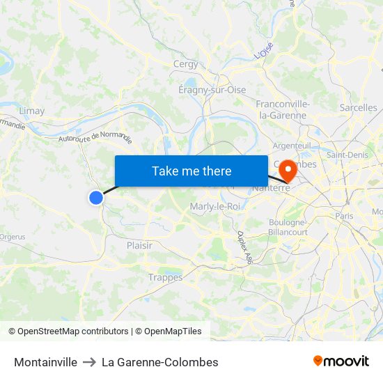 Montainville to La Garenne-Colombes map