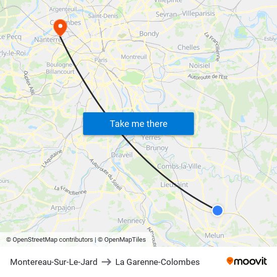 Montereau-Sur-Le-Jard to La Garenne-Colombes map