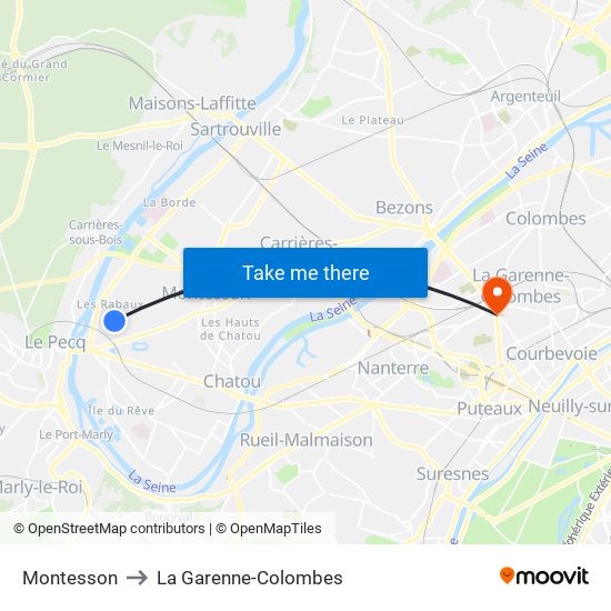 Montesson to La Garenne-Colombes map